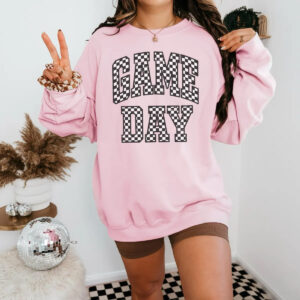 Game Day Checkered Pink Sweatshirt