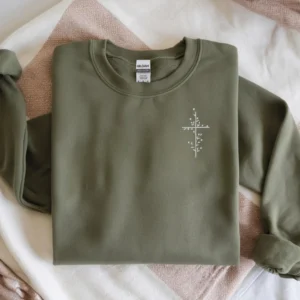 Embroidered Floral Cross Sweatshirt