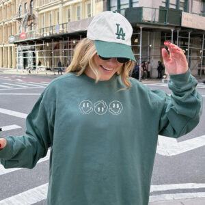 Squiggly Smiley Embroidered Sweatshirt